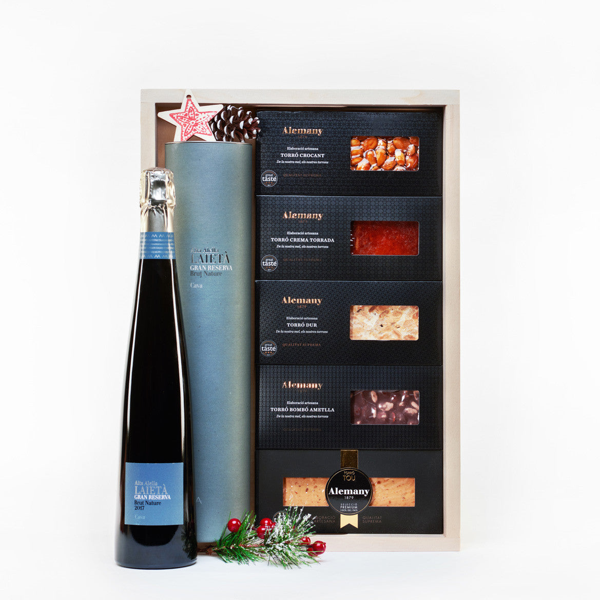 CR34-25 Safata amb 5 torrons artesans d’Alemany & cava Gran Reserva ecològic