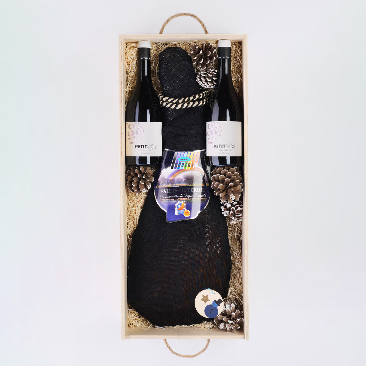 CR38-25 Espatlla duroc & 2 ampolles de vi negre Petit Siós ecològic